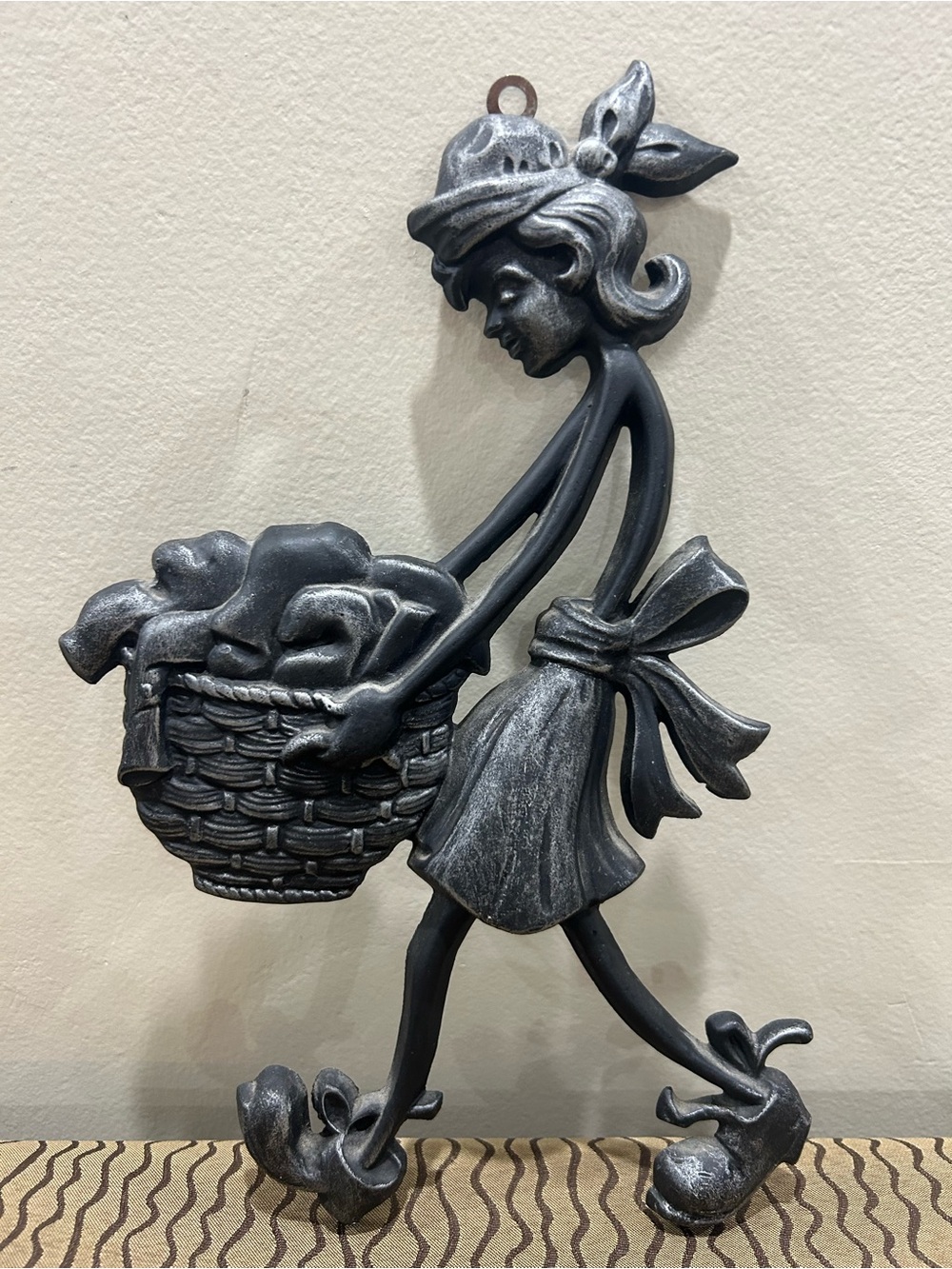 Whimsical Girl Wall Accent in Black and Silver Finish